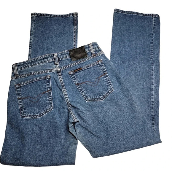 HARLEY DAVIDSON Women's Highrise Medium Wash Bootcut Jeans Size 8 Long Blue - Picture 3 of 16